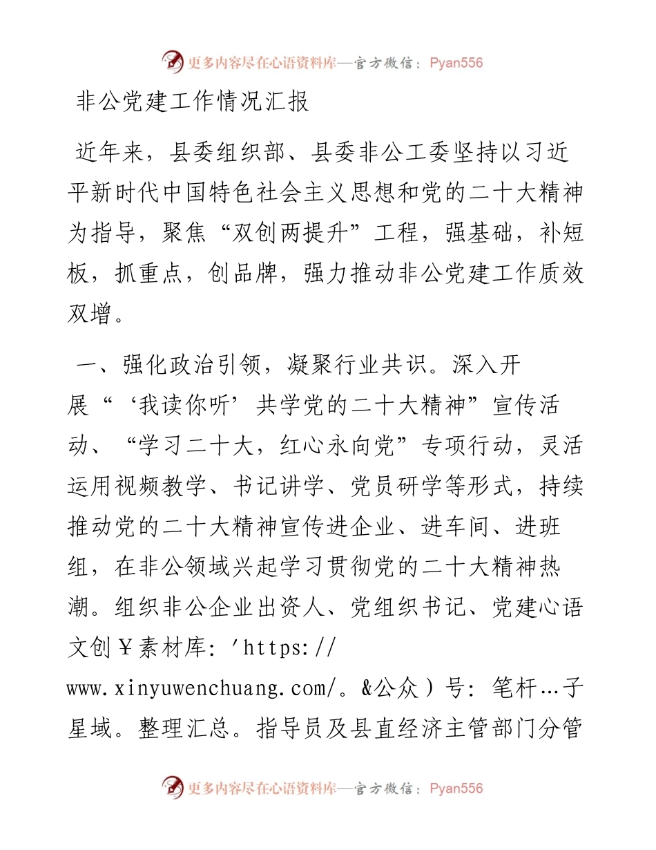 非公党建工作情况汇报.docx_第1页