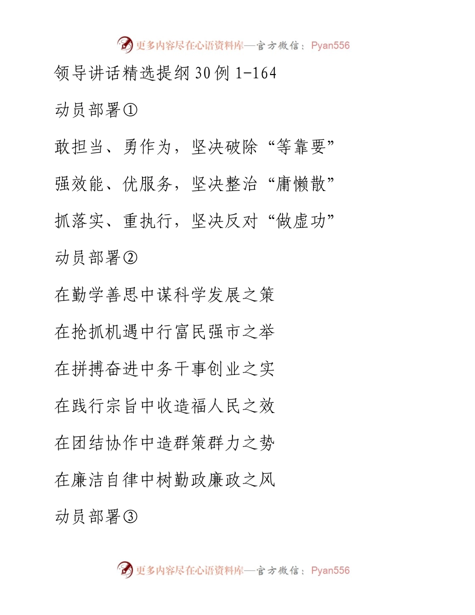 领导讲话精选提纲30例1.docx_第1页
