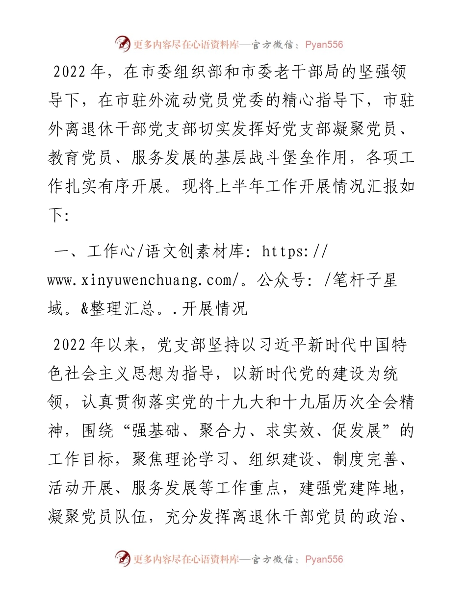 驻外离退休干部党支部工作总结.docx_第1页