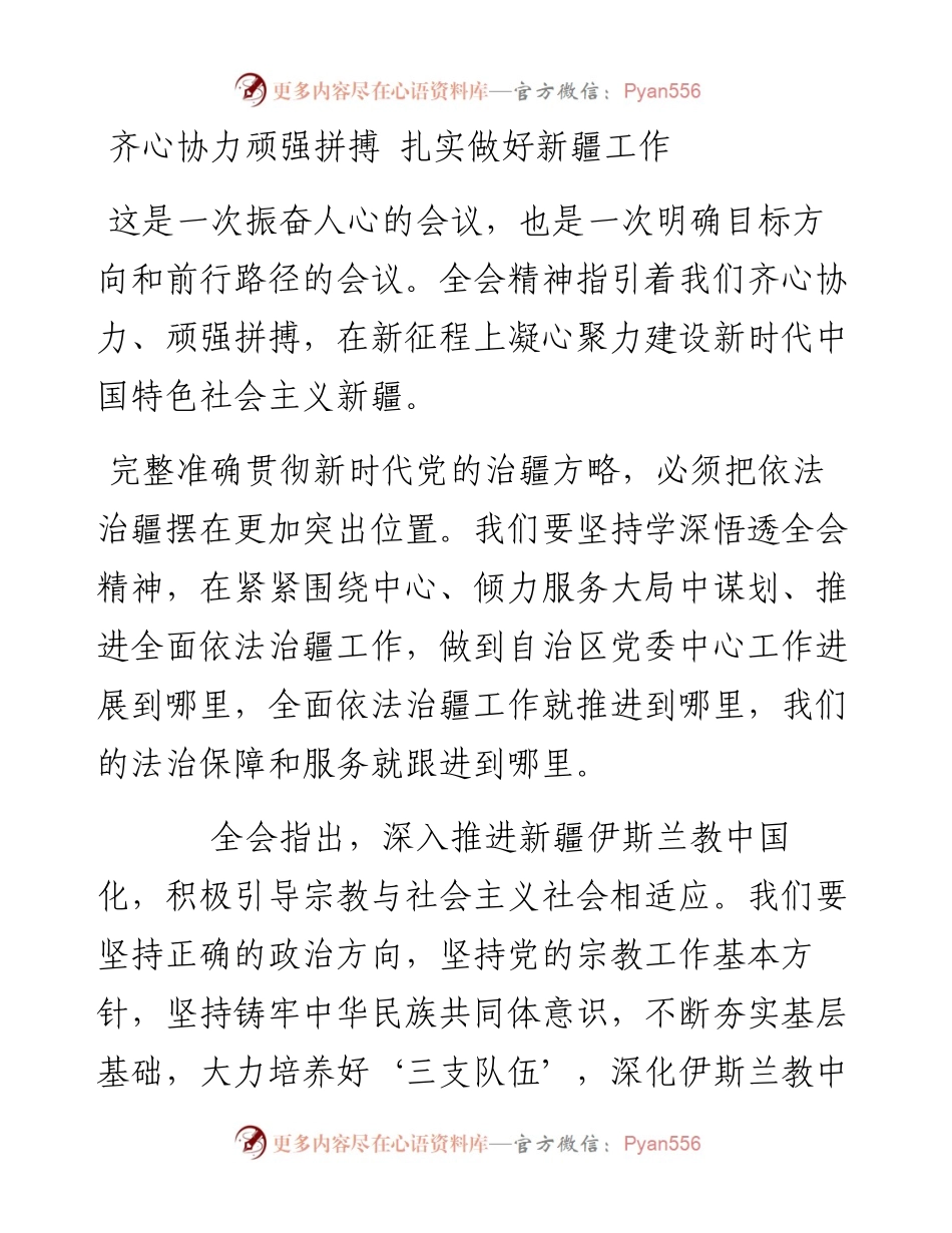 齐心协力顽强拼搏 更加扎实做好新疆工作.docx_第1页