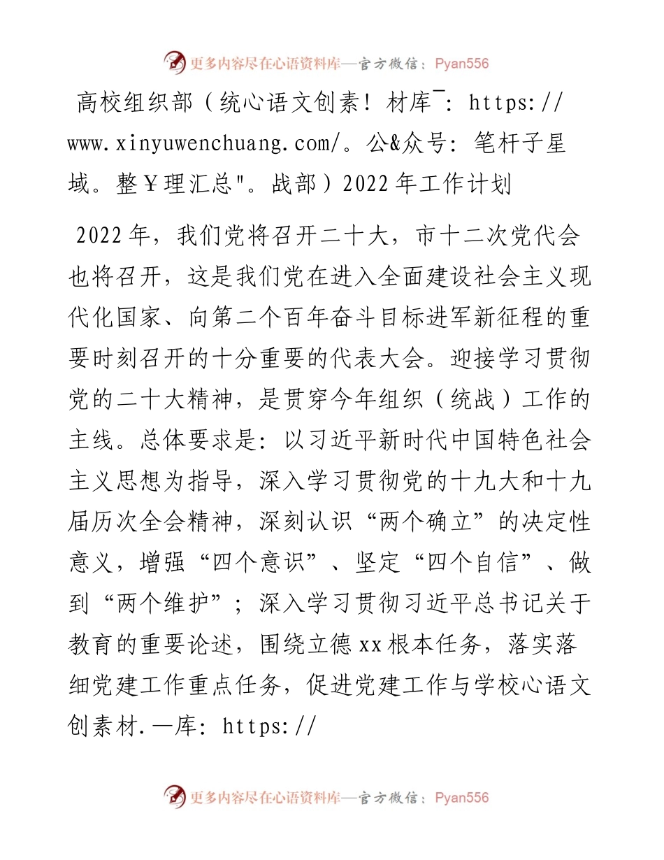 高校组织部（统战部）工作计划.docx_第1页