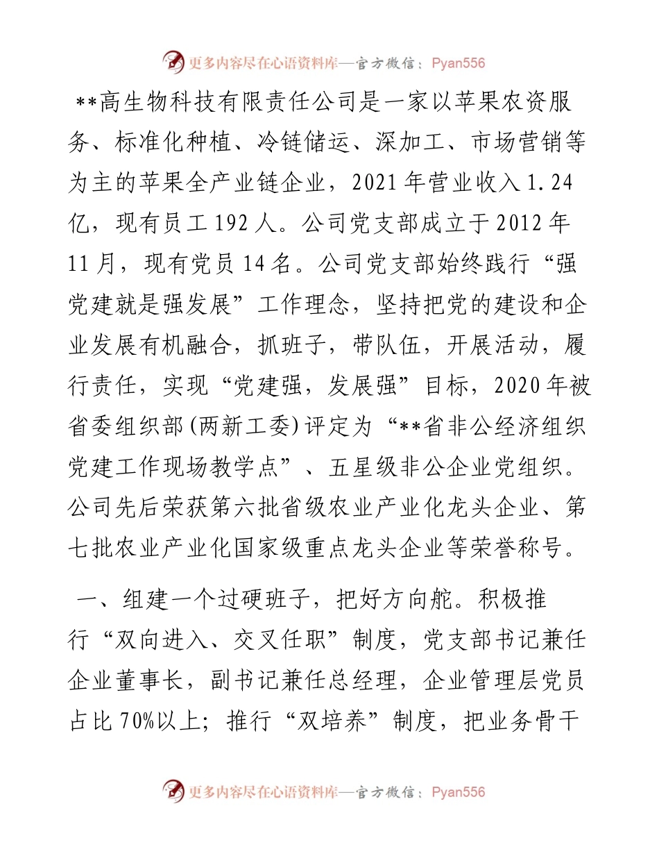 非公企业党建经验交流材料.docx_第1页