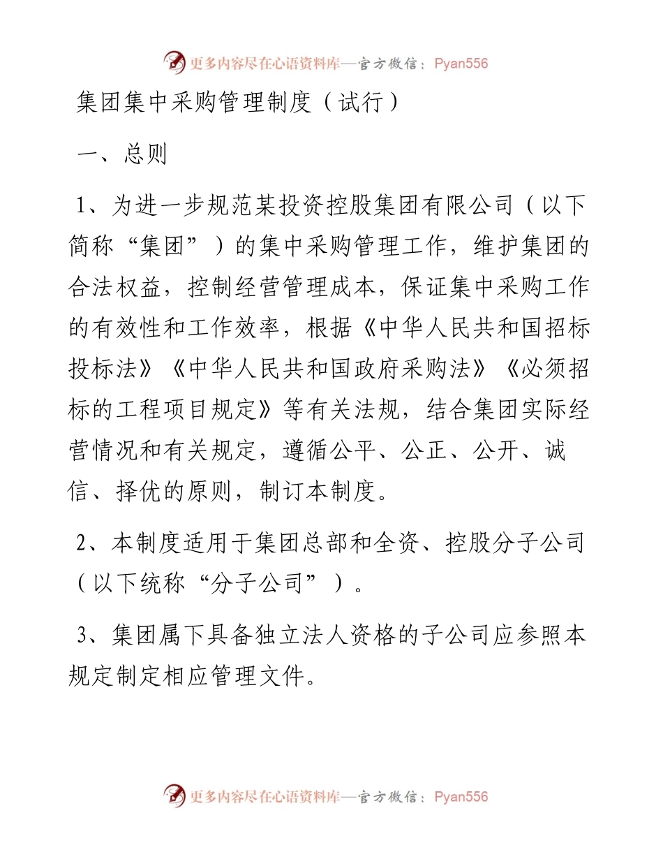 集团集中采购管理制度.docx_第1页