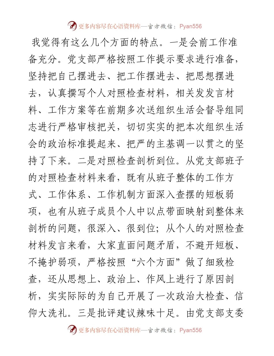 领导干部在党支部年度组织生活会上的点评总结讲话.docx_第2页