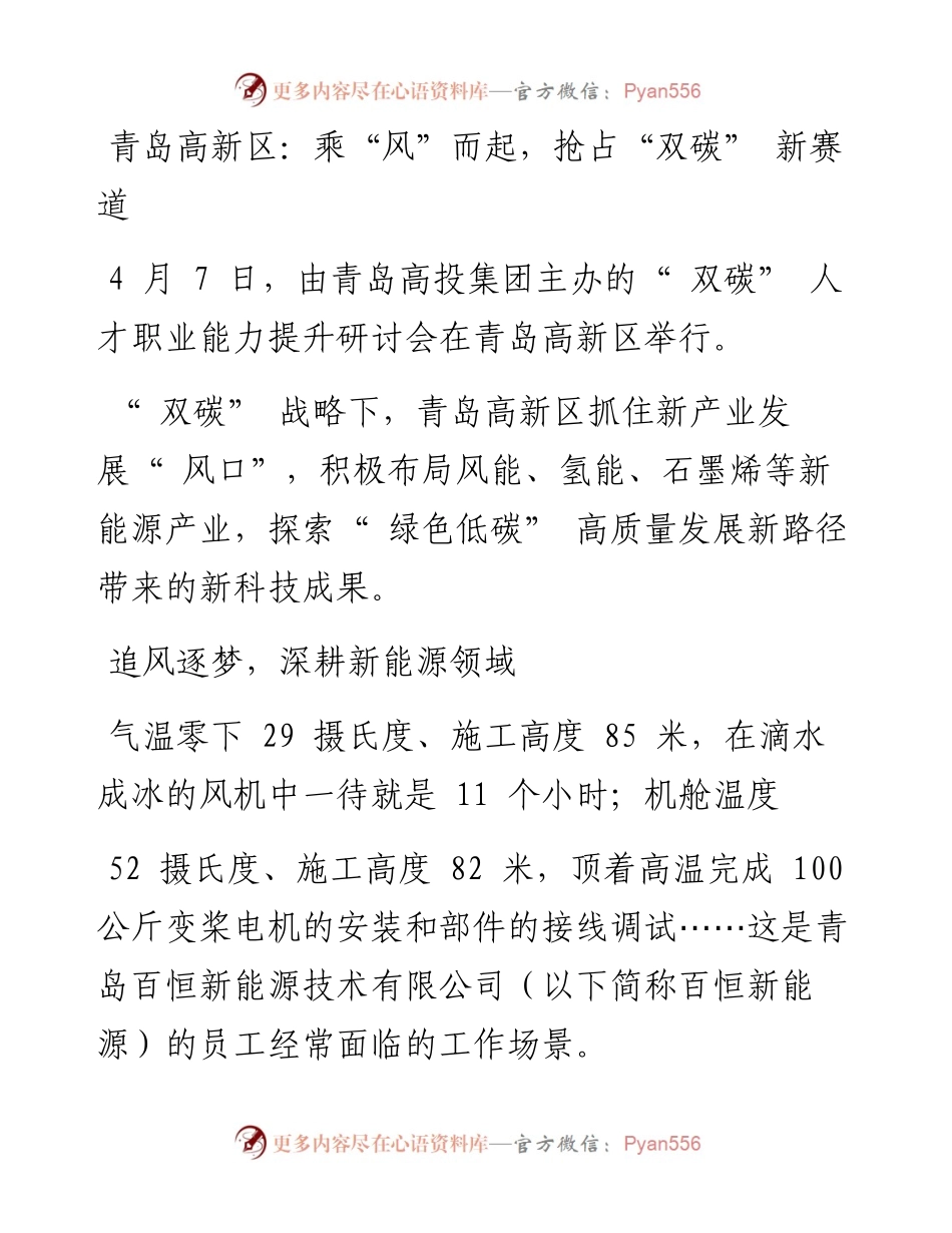 青岛高新区：乘“风”而起，抢占“双碳” 新赛道.docx_第1页