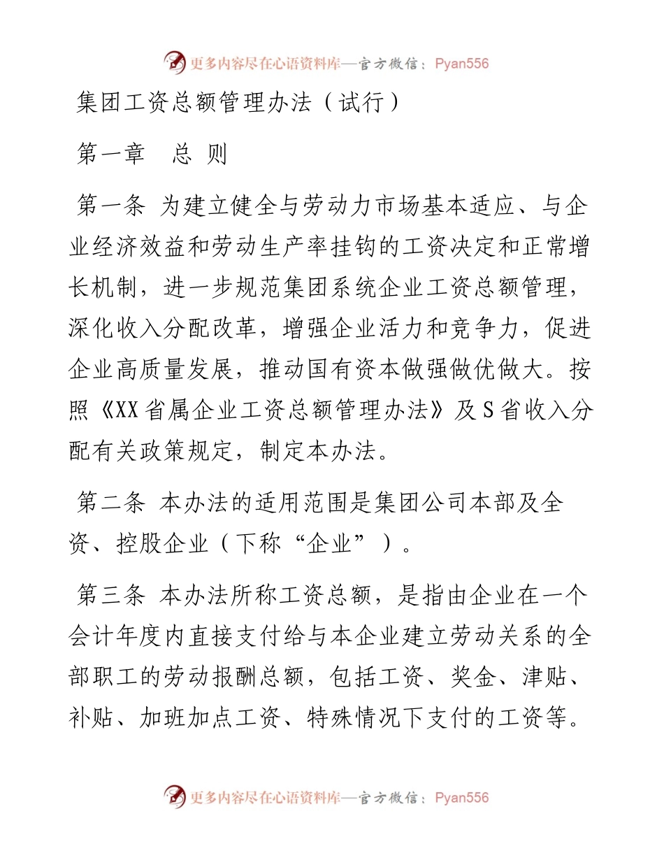 集团工资总额管理办法（试行）.docx_第1页