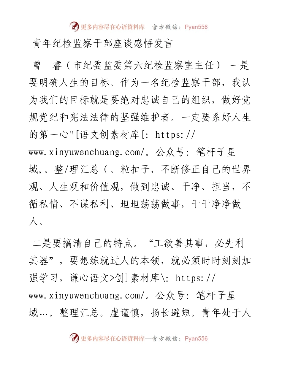青年纪检监察干部座谈感悟发言(1).docx_第1页