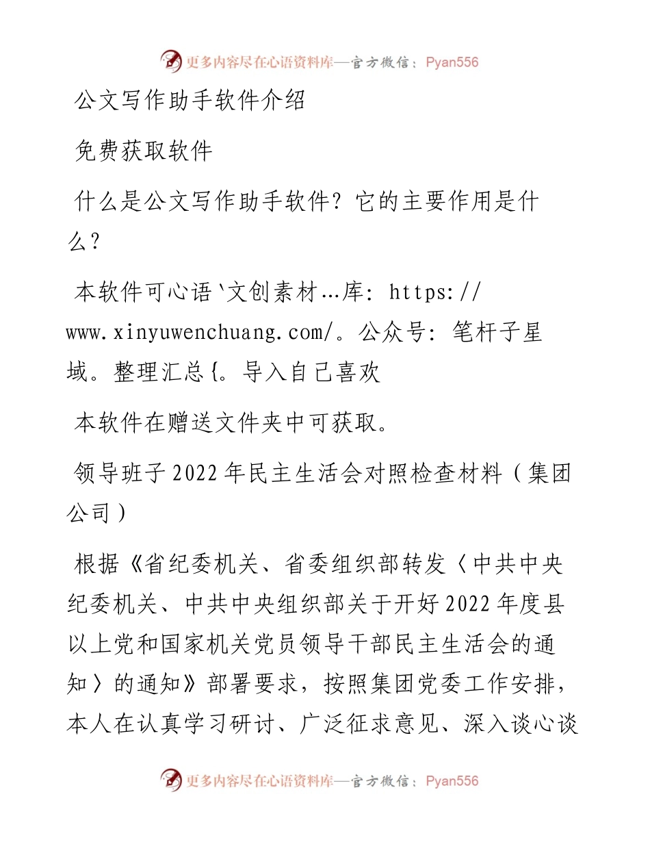 领导班子民主生活会对照检查材料（集团公司）.docx_第1页
