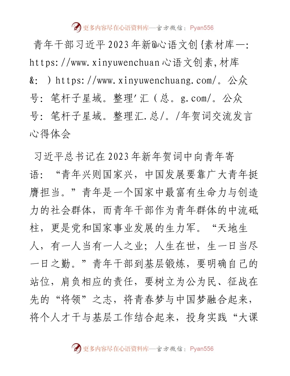 青年干部习近平2023年新年贺词交流发言心得体会.docx_第1页
