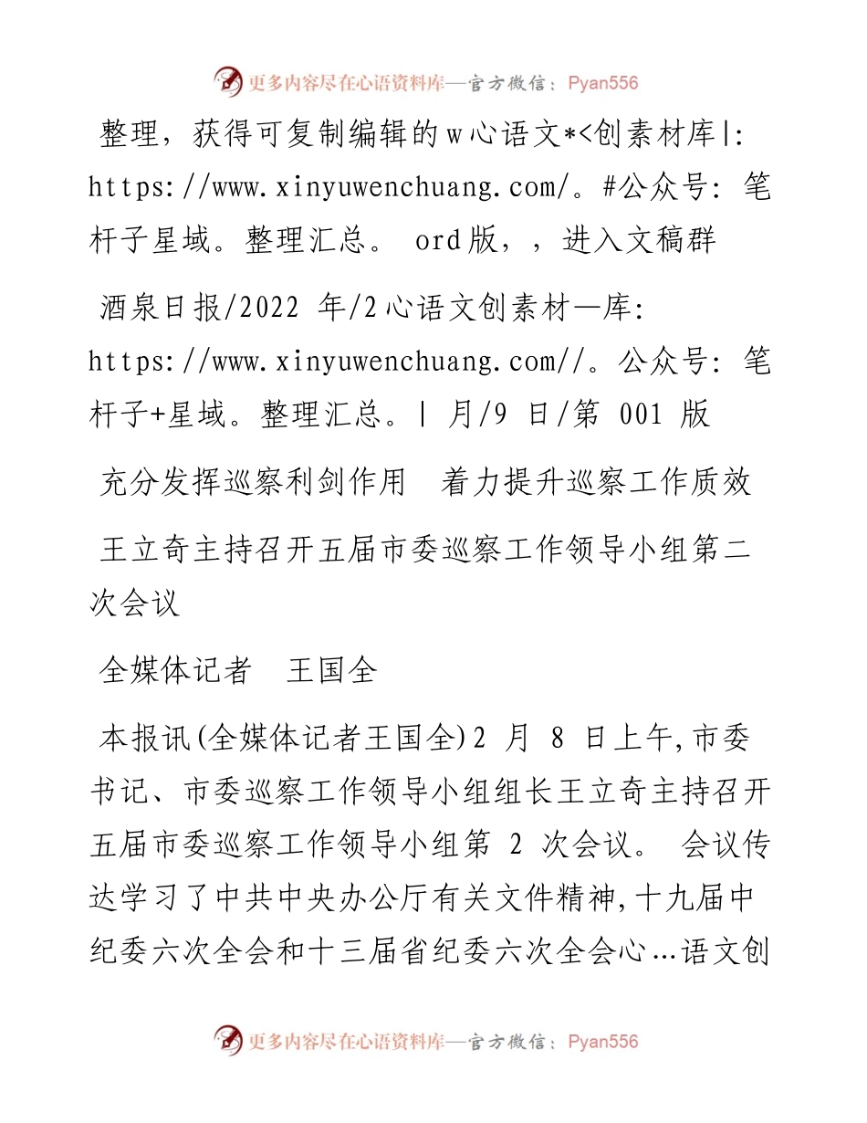 .02.09全媒体记者王国全：充分发挥巡察利剑作用着力提升巡察工作质效.docx_第1页