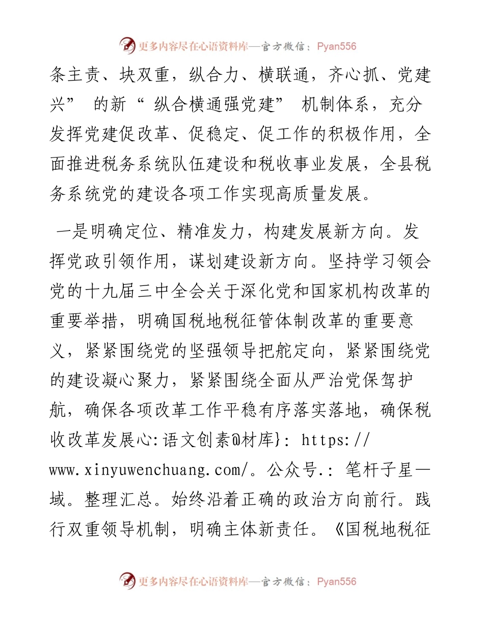 .06.21市委常委、东辽县委书记王伟国：纵合横通强党建压实责任谱新篇扎实推动税务系统党建工作创新发展.docx_第2页