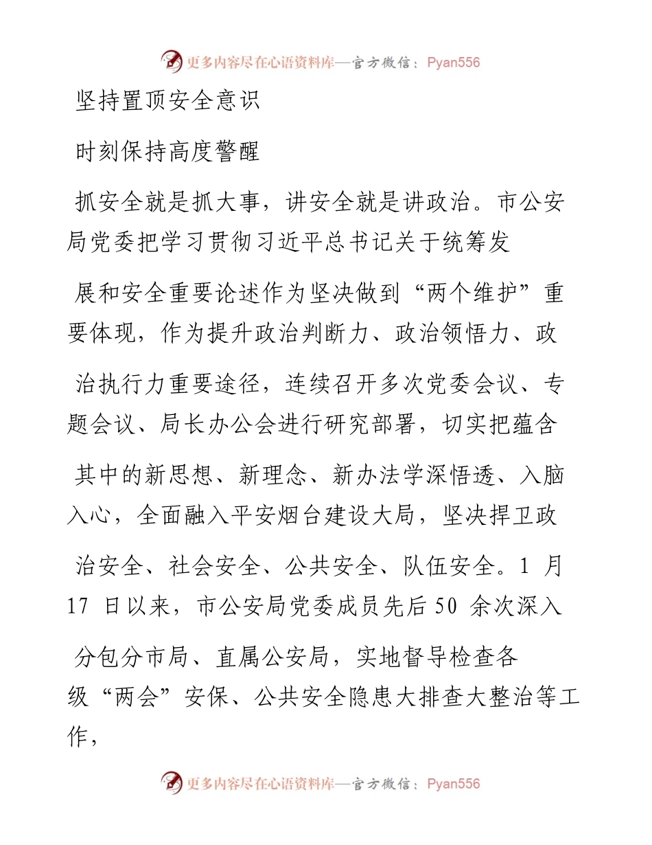 .03.09市公安局党委理论学习中心组：置顶安全意识严防风险树牢底线思维护航发展.docx_第2页