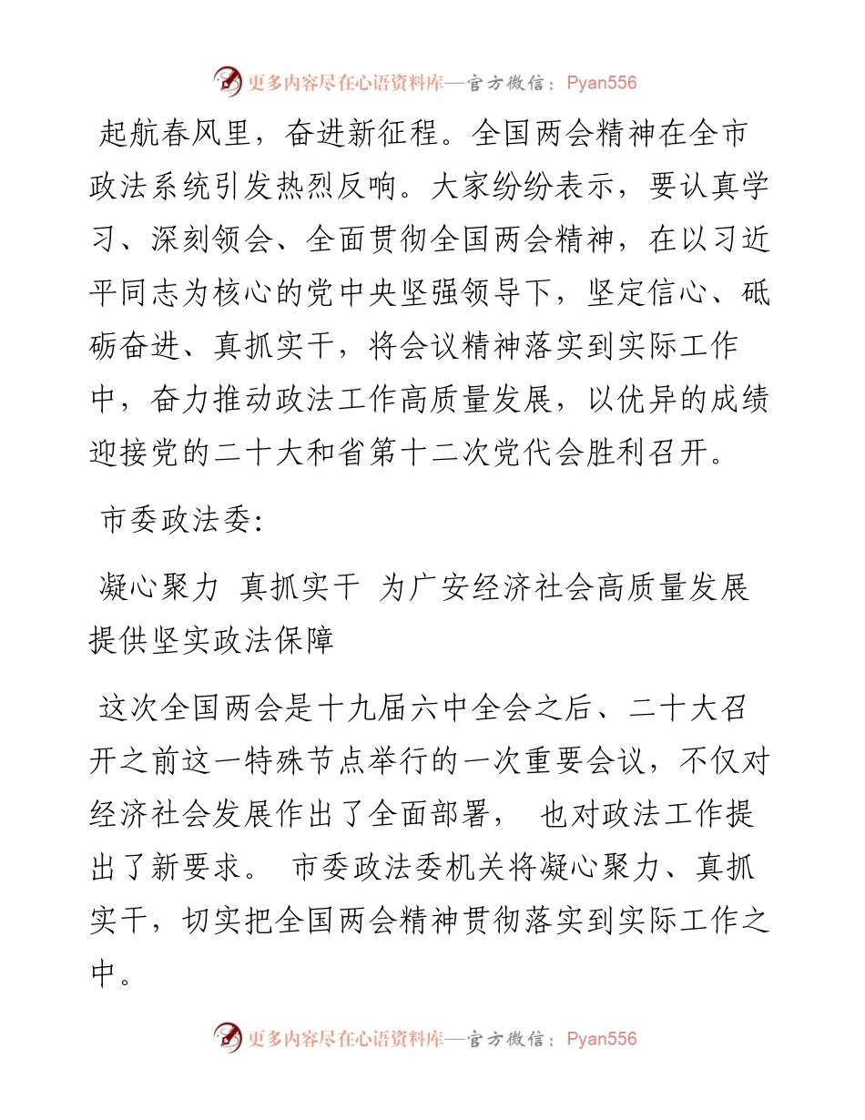 .03.12市委政法委：把全国两会精神转化为推动我市政法工作高质量发展的强大动力.docx_第2页