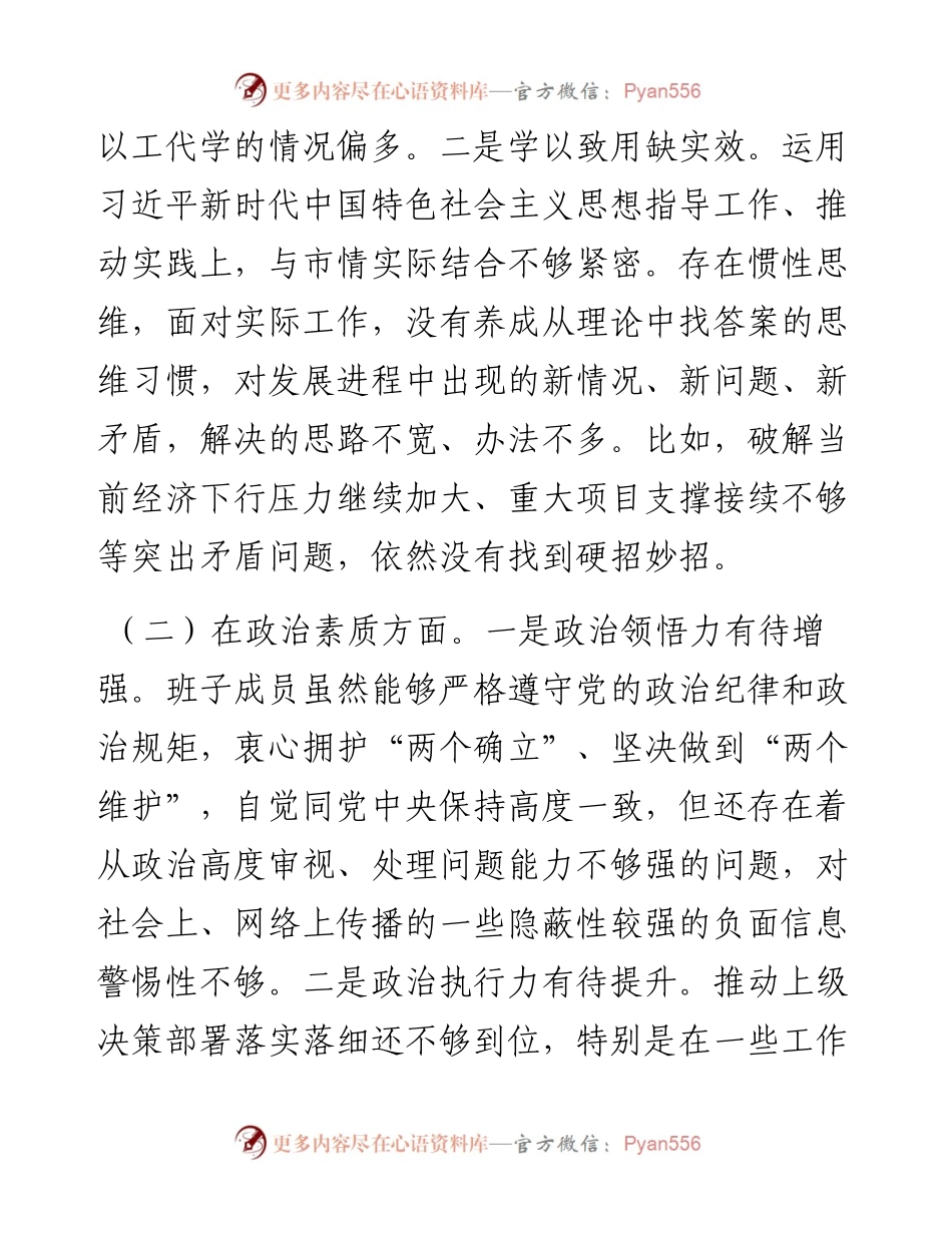 （班子）主题教育专题民主生活会对照检查3200字.docx_第2页