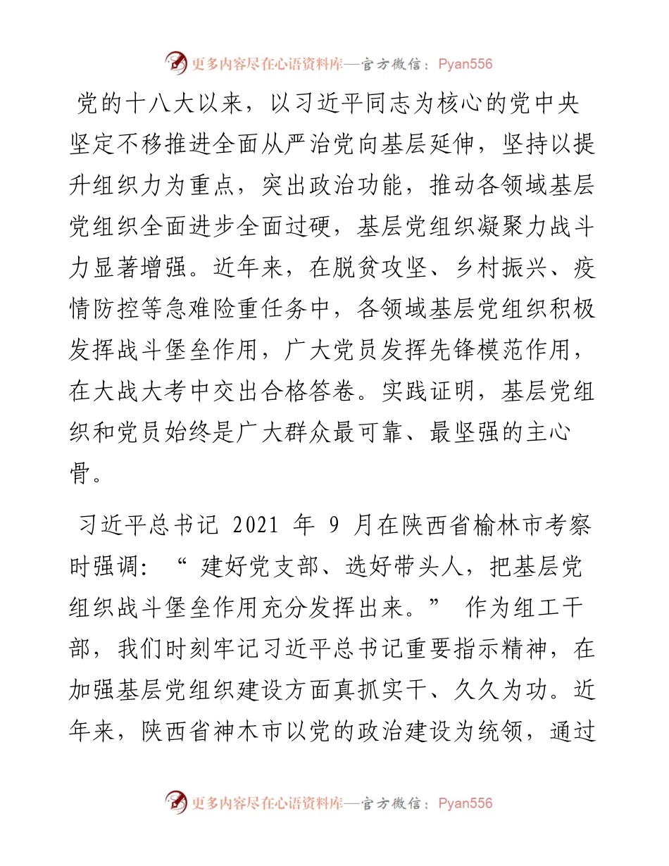 .11.14陕西省神木市委常委、组织部部长丁炜：把基层党组织战斗堡垒作用充分发挥出来.docx_第2页