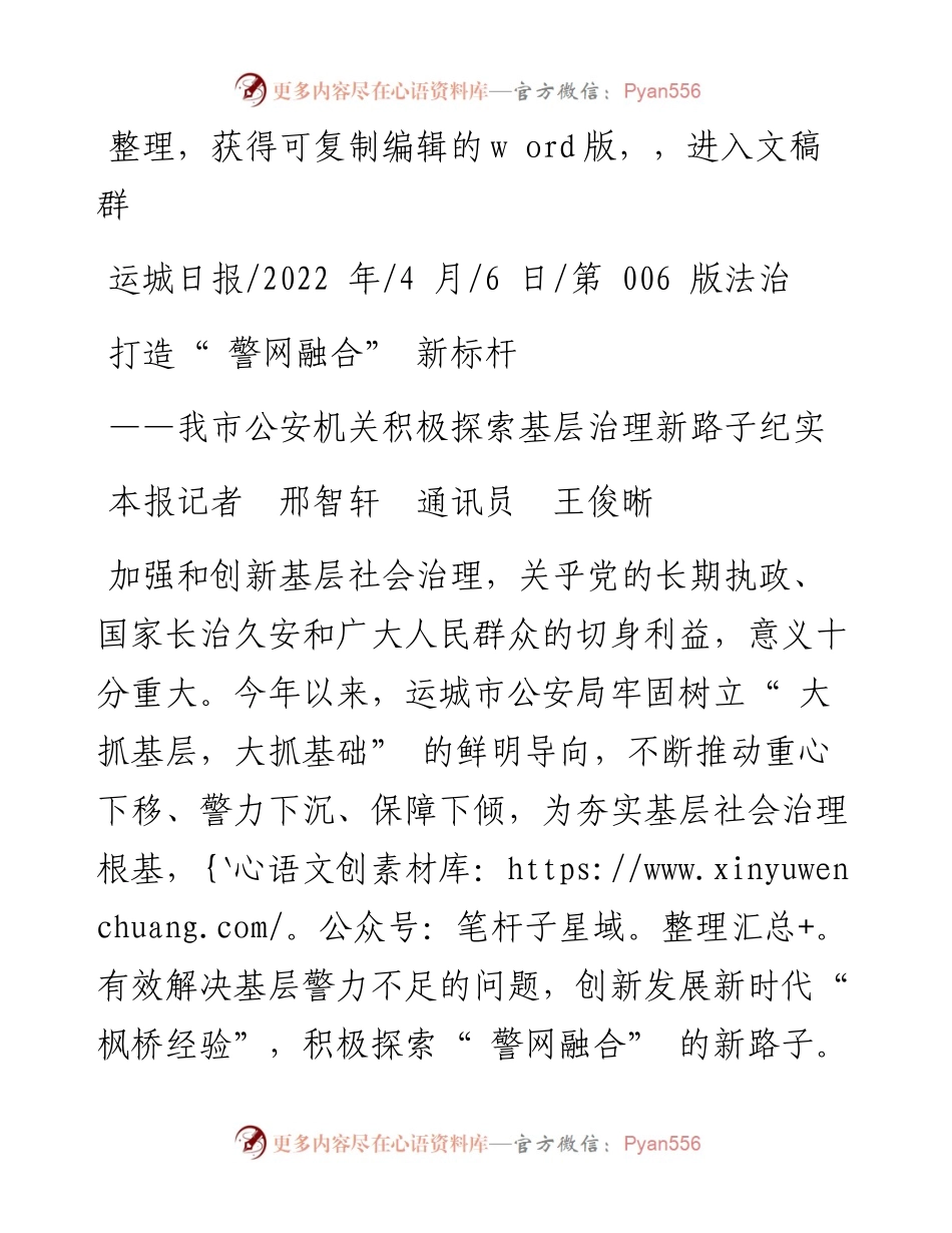 .04.06本报记者邢智轩通讯员王俊晰：打造警网融合新标杆.docx_第1页