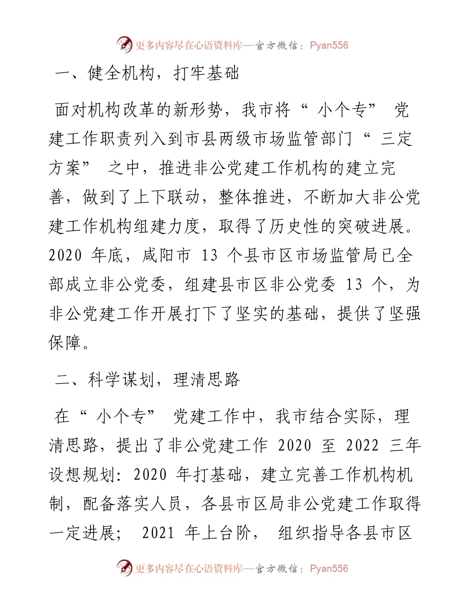 .02.18咸阳市市场监管局局长王宁：坚持党建引领激发市场活力探索小个专党建发展新路径.docx_第2页