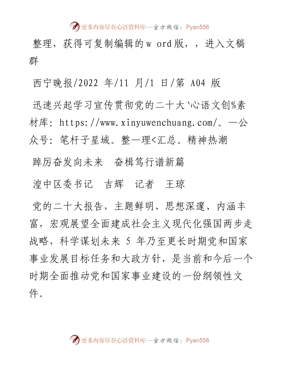 .11.01湟中区委书记吉辉记者王琼：踔厉奋发向未来奋楫笃行谱新篇.docx_第1页