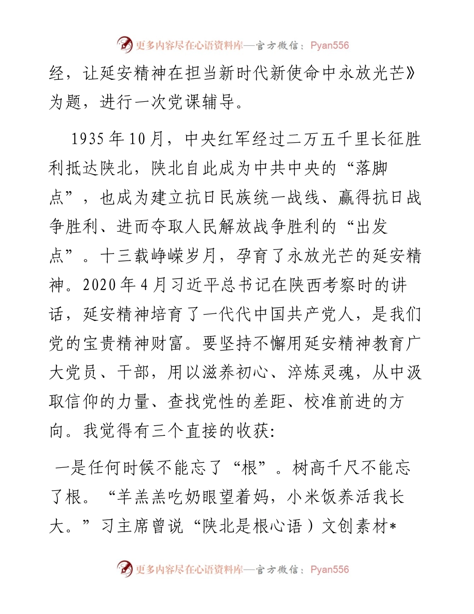 （专题党课）寻根问道延安 红色圣地取经 让延安精神在担当新时代新使命中永放光芒.docx_第2页