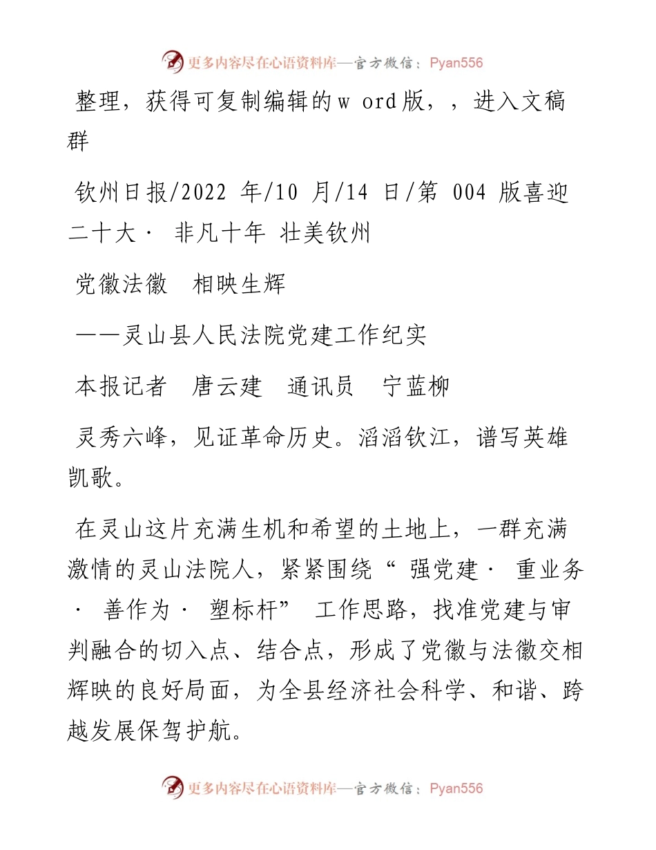 .10.14本报记者唐云建通讯员宁蓝柳：党徽法徽相映生辉.docx_第1页