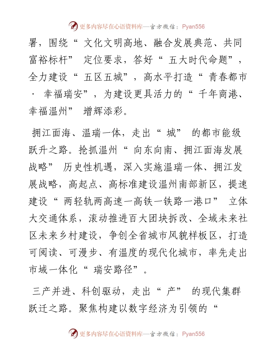 .03.04中共瑞安市委书记麻胜聪：共建青春都市共享幸福瑞安勇当温州续写创新史、走好共富路排头兵.docx_第2页