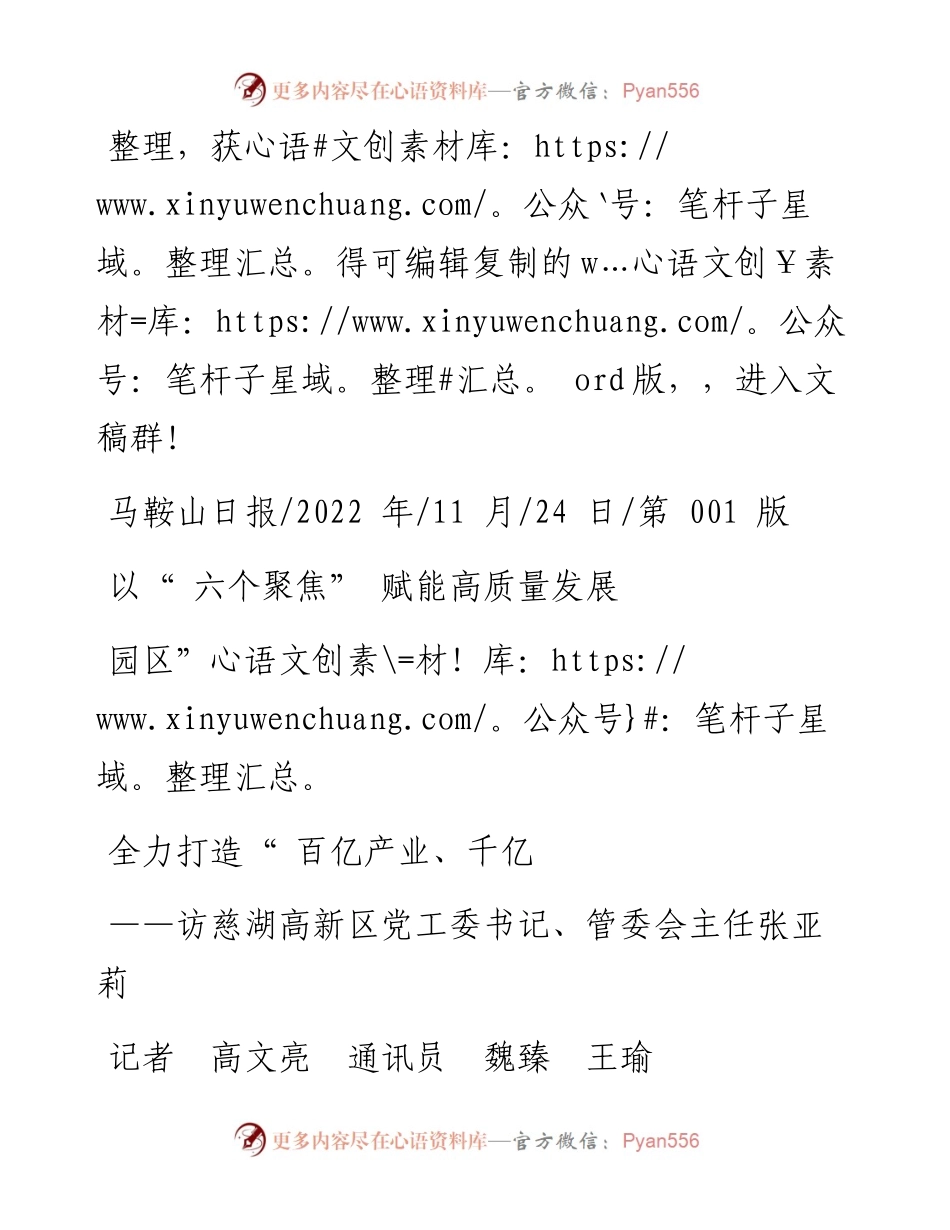 .11.24记者高文亮通讯员魏臻王瑜：以六个聚焦赋能高质量发展全力打造百亿产业、千亿园区.docx_第1页
