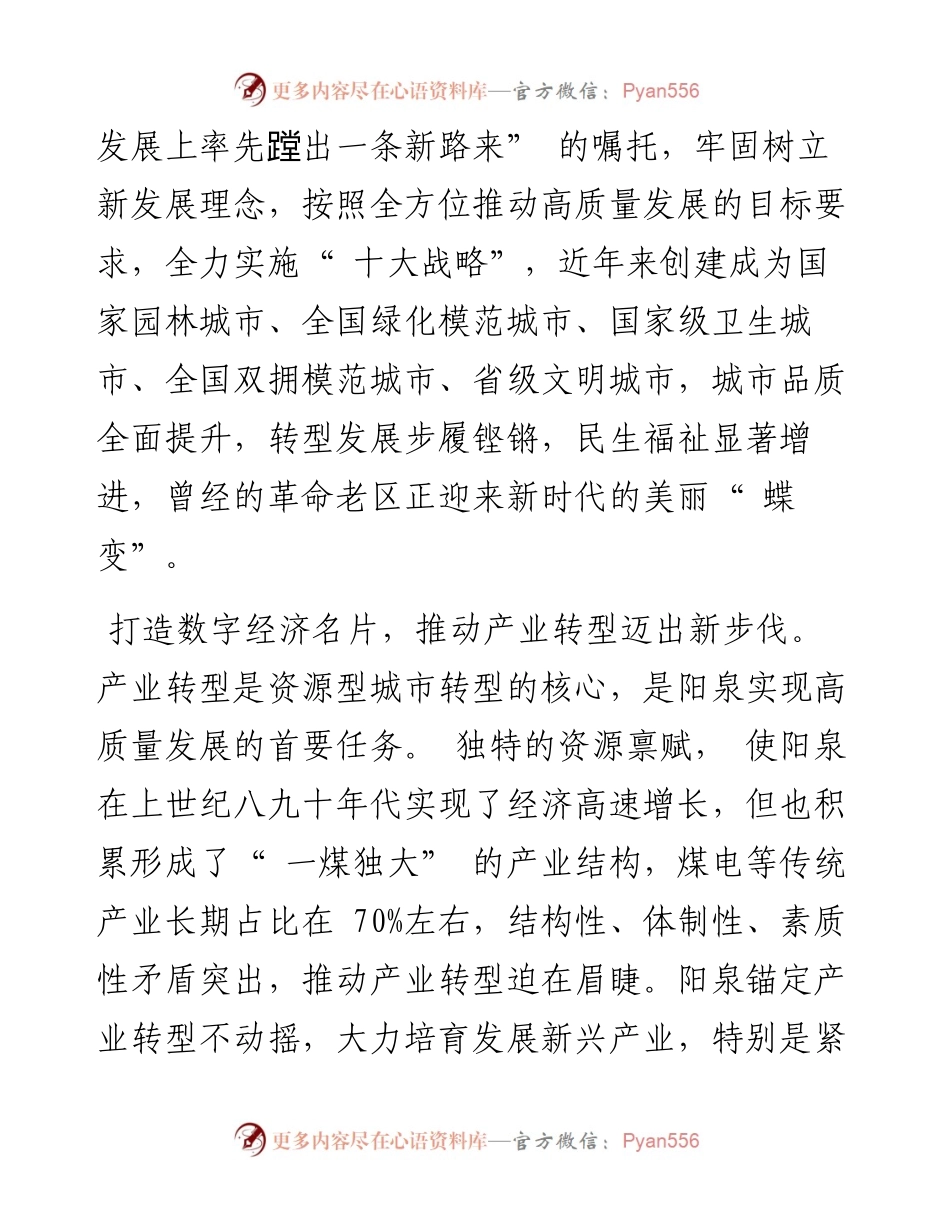 .06.01山西省阳泉市委书记雷健坤：开创全方位推动高质量发展新局面.docx_第2页