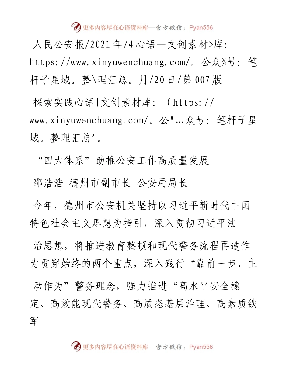 .04.20邵浩浩德州市副市长公安局局长：四大体系助推公安工作高质量发展.docx_第1页