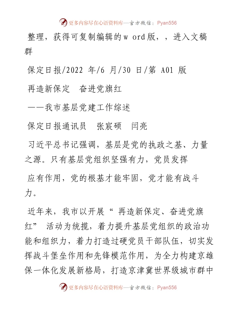 .06.30保定日报通讯员张宸硕闫亮：再造新保定奋进党旗红.docx_第1页