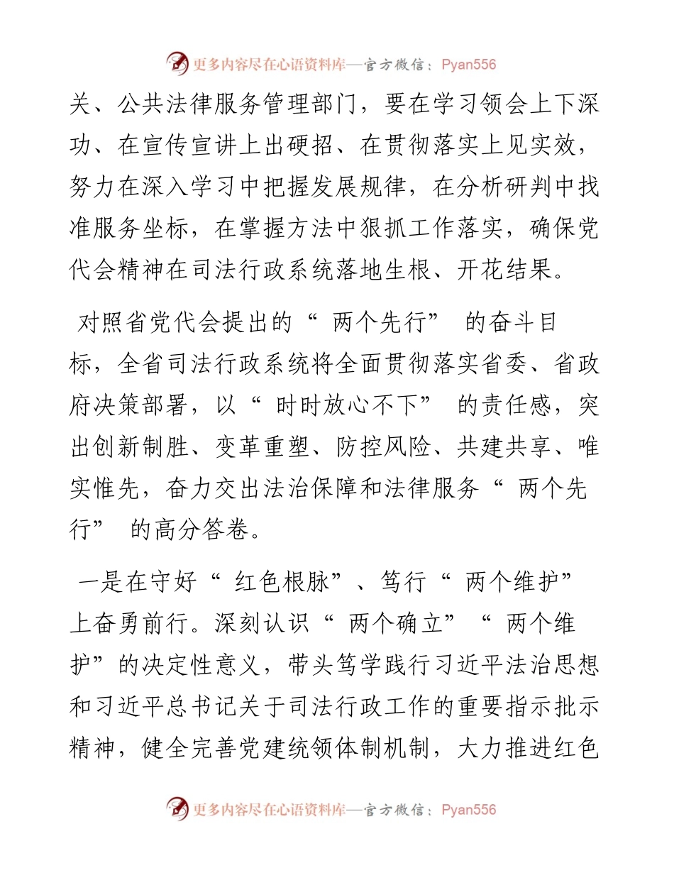 .07.07省司法厅厅长：以时时放心不下的责任感奋力交出法治保障和法律服务两个先行的高分答卷.docx_第2页