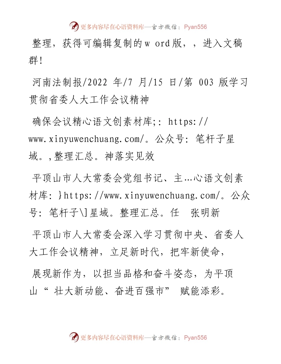 .07.15平顶山市人大常委会党组书记、主任张明新：确保会议精神落实见效.docx_第1页