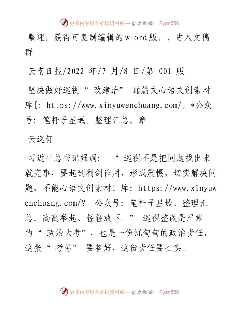 .07.08云巡轩：坚决做好巡视改建治通篇文章.docx_第1页