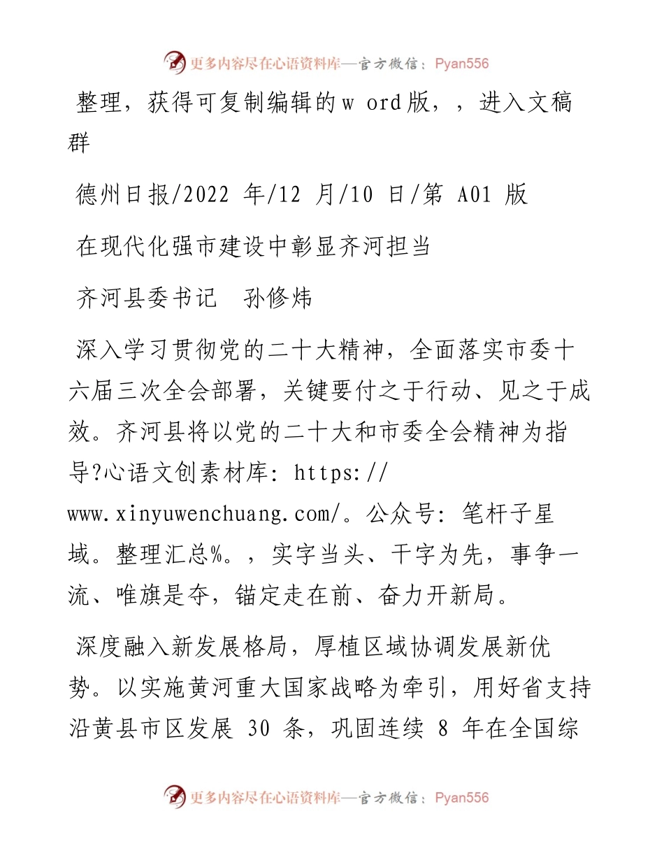 .12.10齐河县委书记孙修炜：在现代化强市建设中彰显齐河担当.docx_第1页