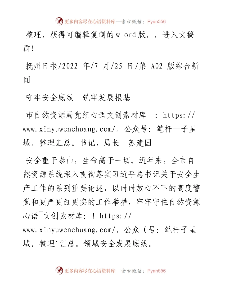 .07.25市自然资源局党组书记、局长苏建国：守牢安全底线筑牢发展根基.docx_第1页