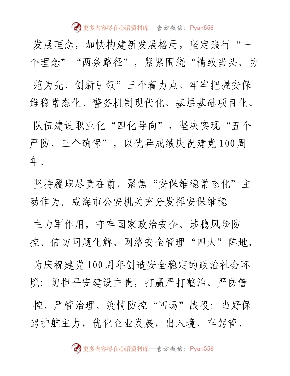 .04.27威海市副市长、公安局局长叶立耘：把握四化导向以优异成绩庆祝建党100周年.docx_第2页