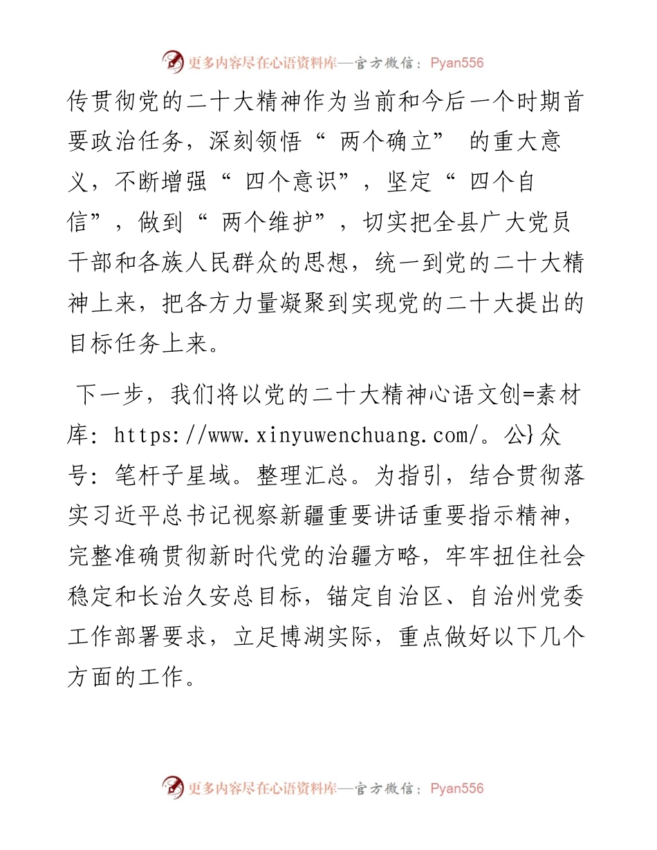 .11.02博湖县委书记李华：学习贯彻党的二十大精神构建博湖新发展格局.docx_第2页