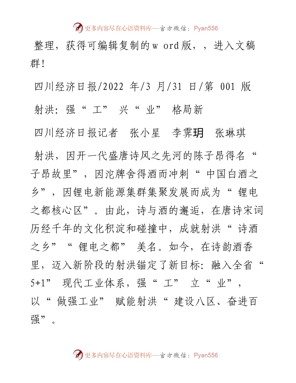 .03.31四川经济日报记者张小星李霁玥张琳琪：射洪：强工兴业格局新.docx_第1页