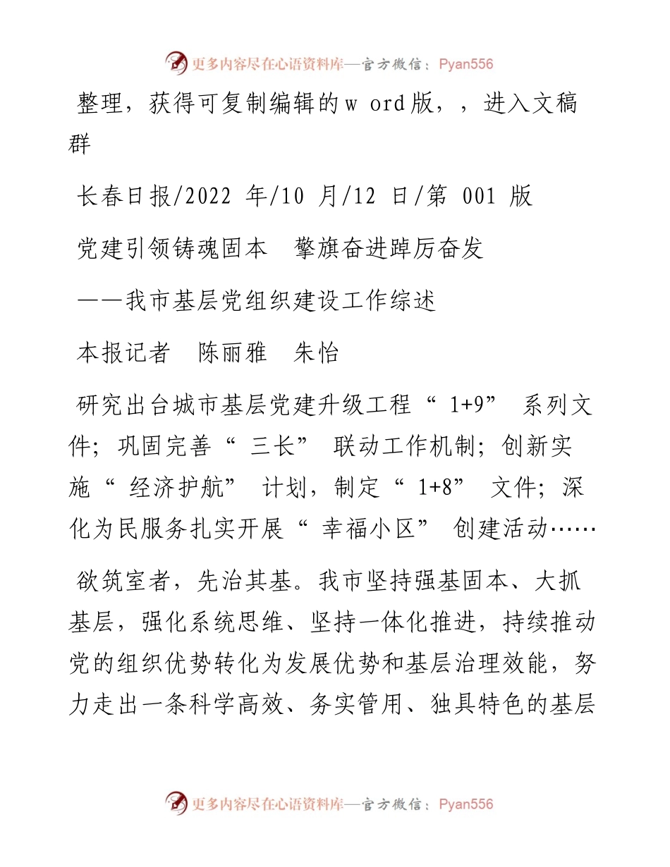 .10.12本报记者陈丽雅朱怡：党建引领铸魂固本擎旗奋进踔厉奋发.docx_第1页
