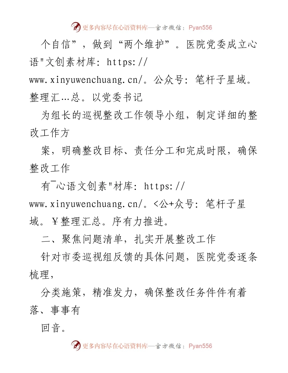 [报告] 医院党委 - 县人民医院巡视整改情况报告.docx_第2页