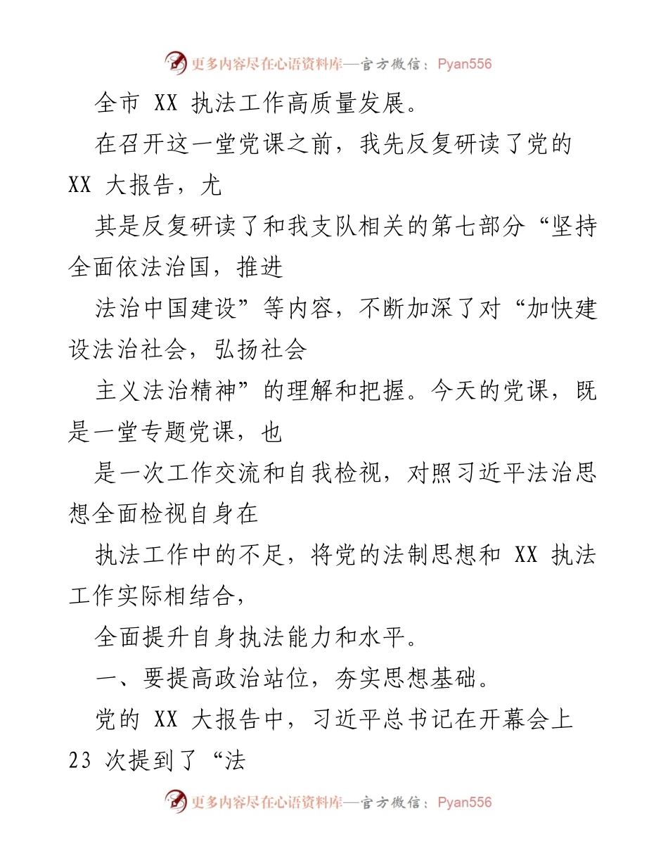 [党课讲稿] 主题教育 - 学思践悟强党性，执法为民新征程.docx_第2页
