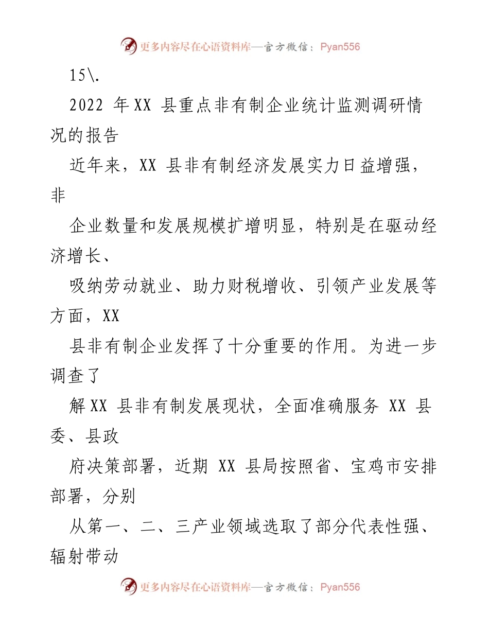 [调研报告] XX县非有制经济发展 - 2022年XX县非有制企业统计监测调研情况报告.docx_第2页