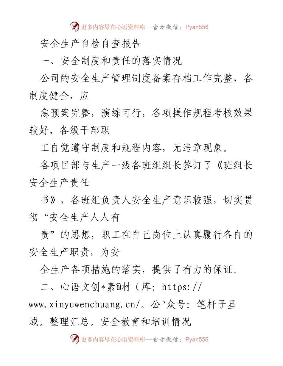 [调研报告] 安全生产自检自查 - 安全生产自检自查情况总结报告.docx_第1页