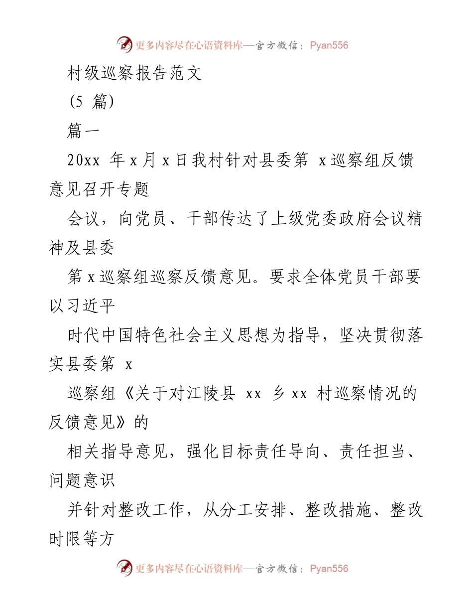 [调研报告] 村级巡察 - 村级巡察整改工作总结与措施分析.docx_第1页