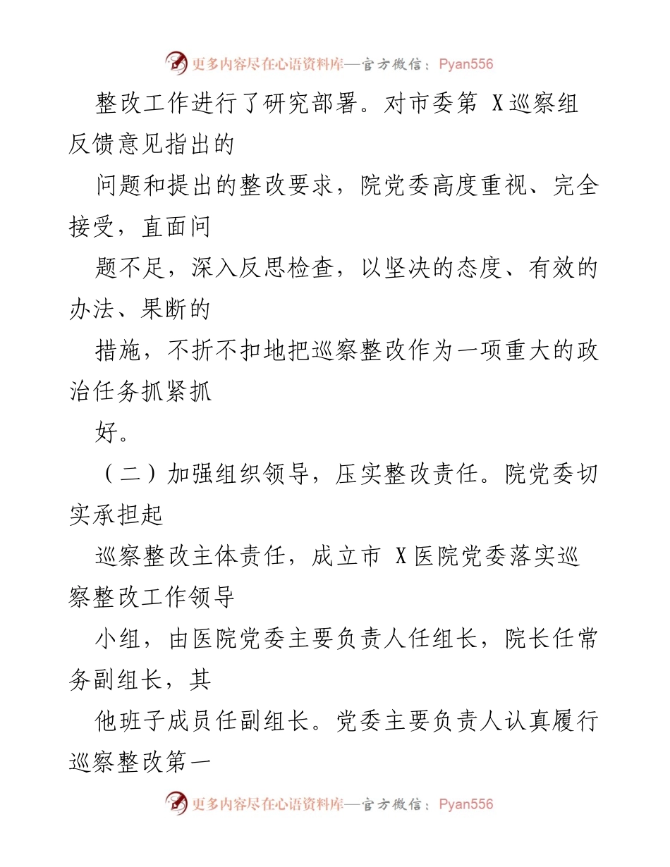 [报告] 医院巡察整改 - 某医院巡察整改进展情况报告.docx_第2页