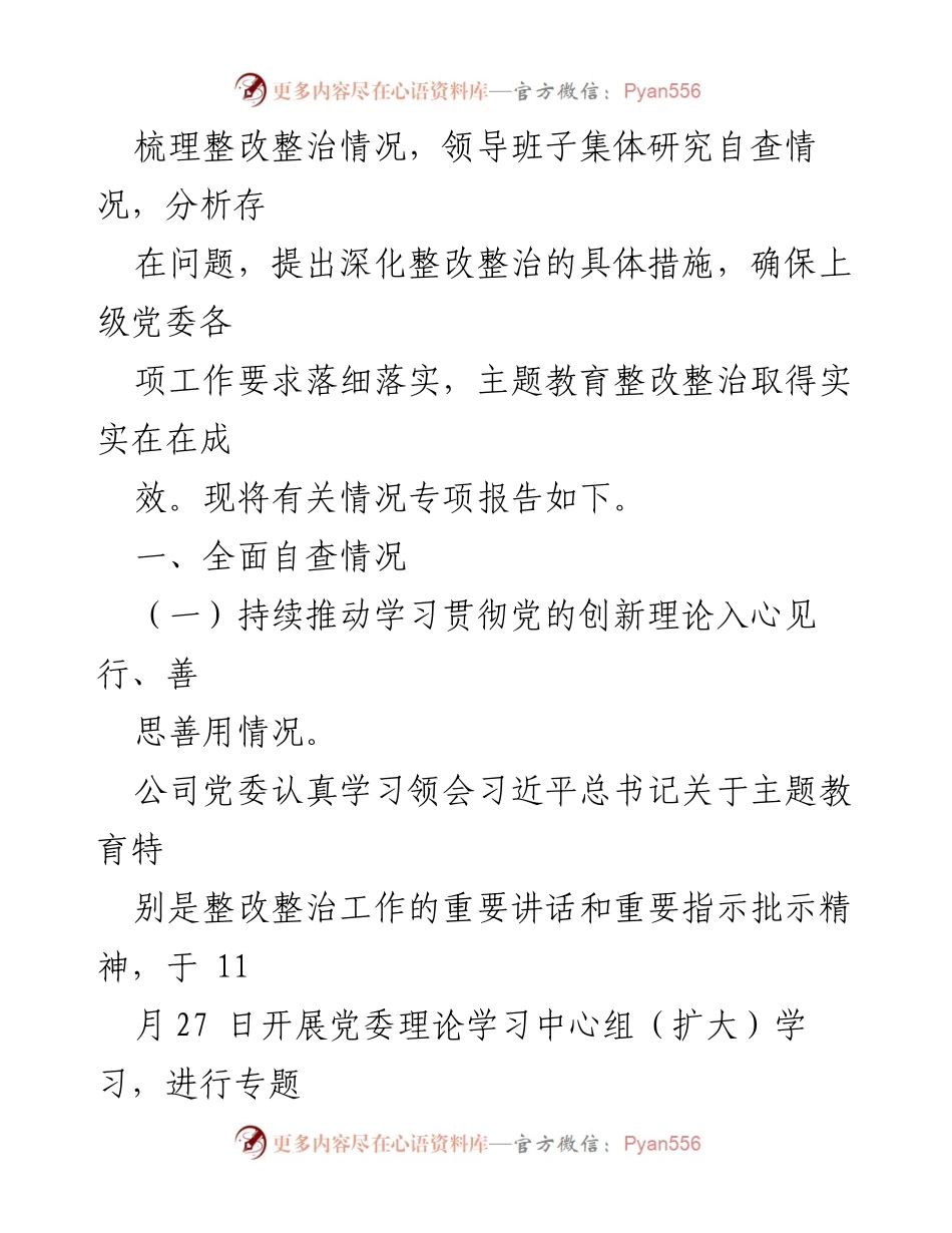 [调研报告] 公司党委 - 2023年主题教育整改落实情况专项自查报告.docx_第2页