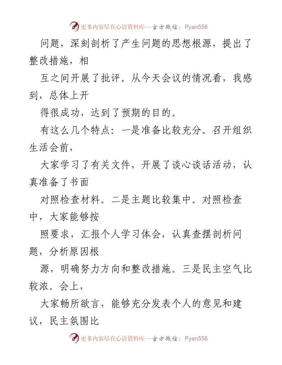[点评材料] 党支部组织生活会 - 国企机关党支部党史学习教育专题组织生活会点评与整改建议.docx_第2页