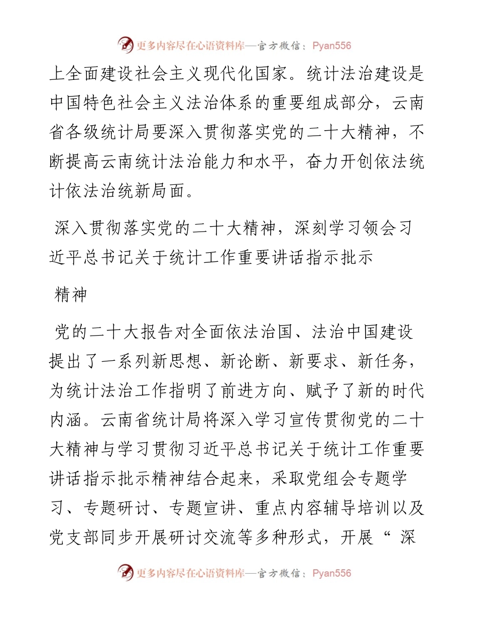.12.22云南省统计局党组书记、局长李启荣：深入贯彻落实党的二十大精神奋力开创依法统计依法治统新局面.docx_第2页