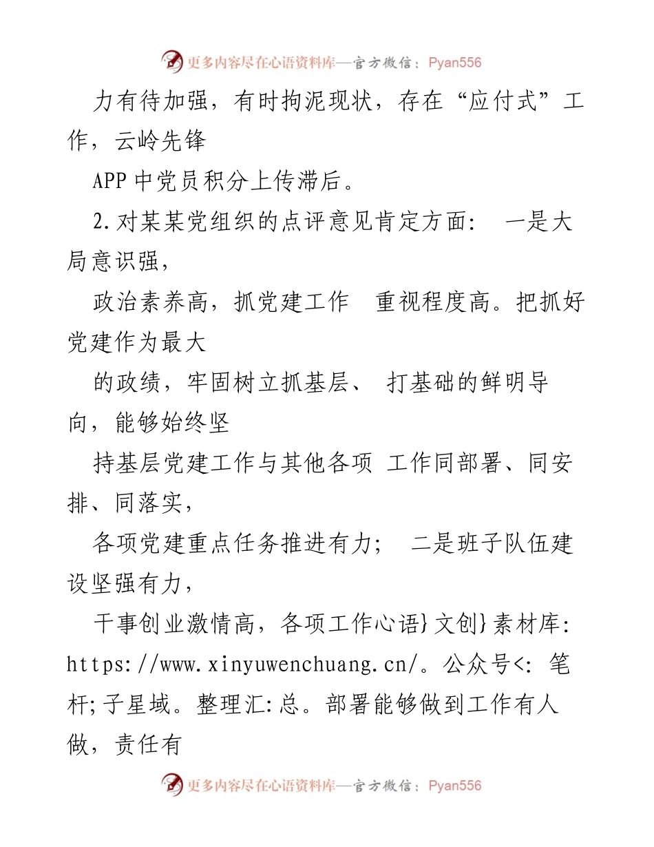 [点评意见] 基层党建工作 - 党组织书记抓党建工作点评意见总结.docx_第2页