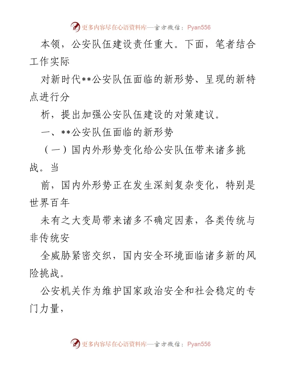 [调研报告] 公安队伍建设 - 新时代公安队伍建设面临的挑战与对策建议.docx_第2页