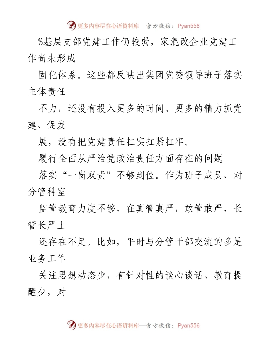 [调研报告] 党建工作会议 - 2024年全面从严治党政治责任履行问题清单汇编.docx_第2页